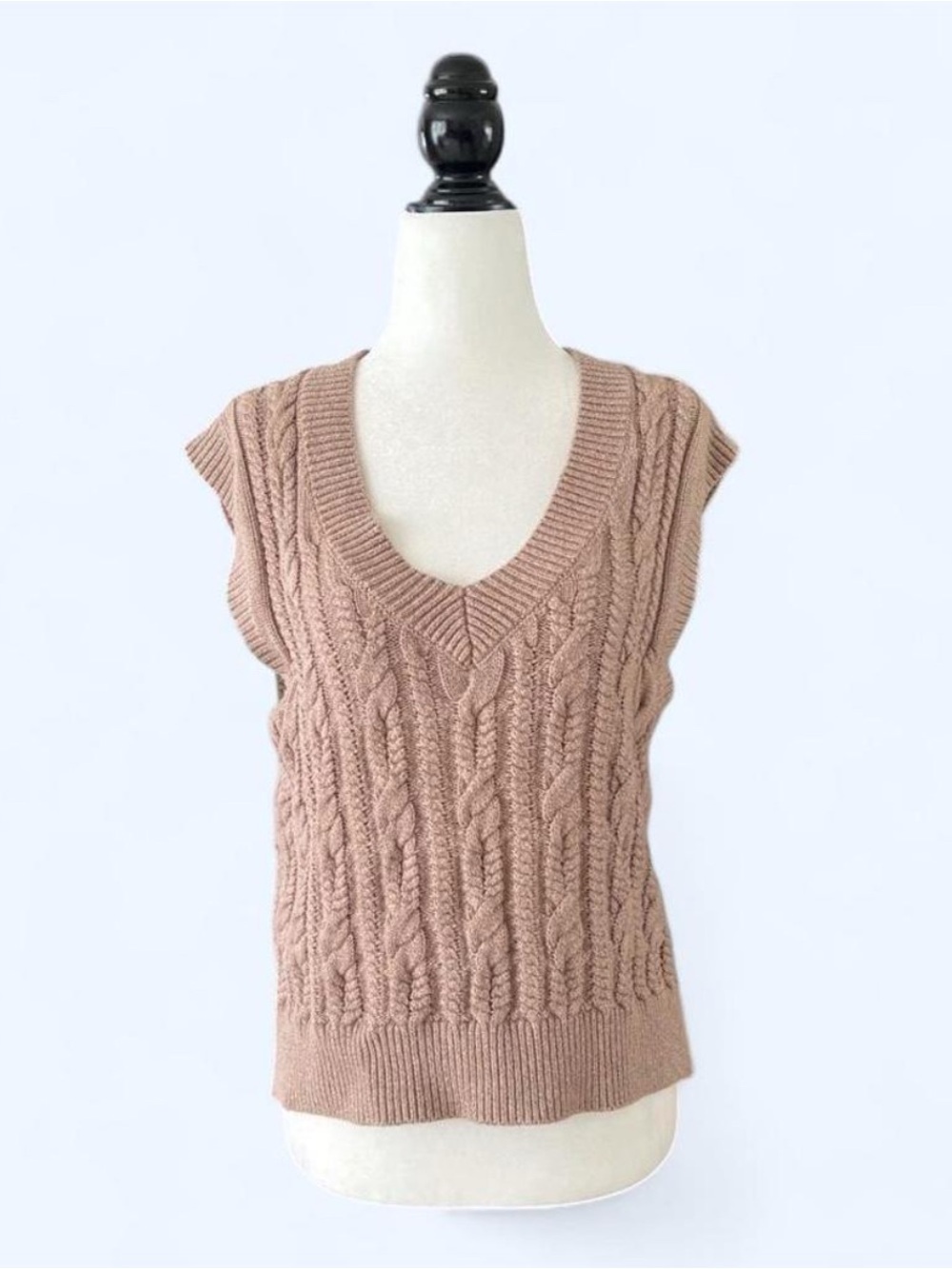 Abercrombie & Fitch Mauve Brown Cable Knit Sweater Vest Small